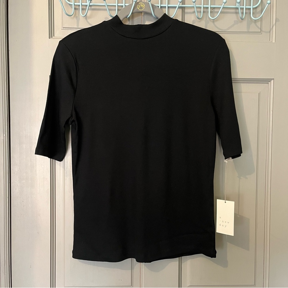 A New Day Black Mock Neck Top Size Medium